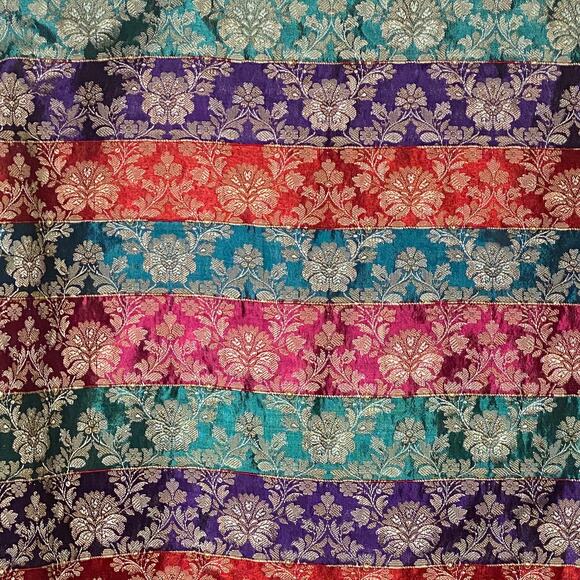 Coldwater Creek Size M Purple Silk Lined Patchwork Jacket with Mandarin Collar - Picture 8 of 9